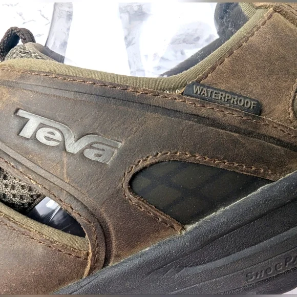 Teva Kimtah Size 12 Men's Leather Sandals Brown